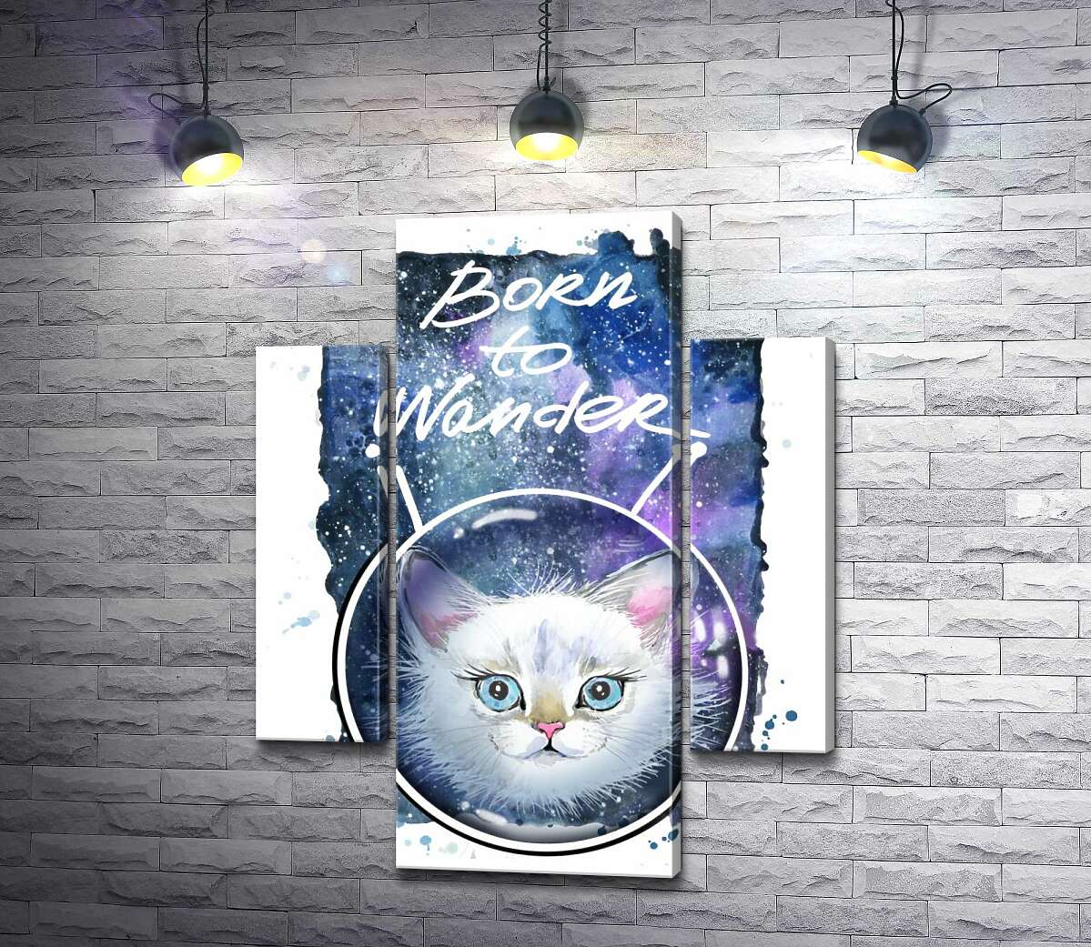 Модульная картина ArtPoster Белая кошечка в космическом шлеме под надписью "born to wander" 131x168 см Модуль №7
Модульная картина ArtPoster Белая кошечка в космическом шлеме под надписью "born to wander" 131x168 см Модуль №7