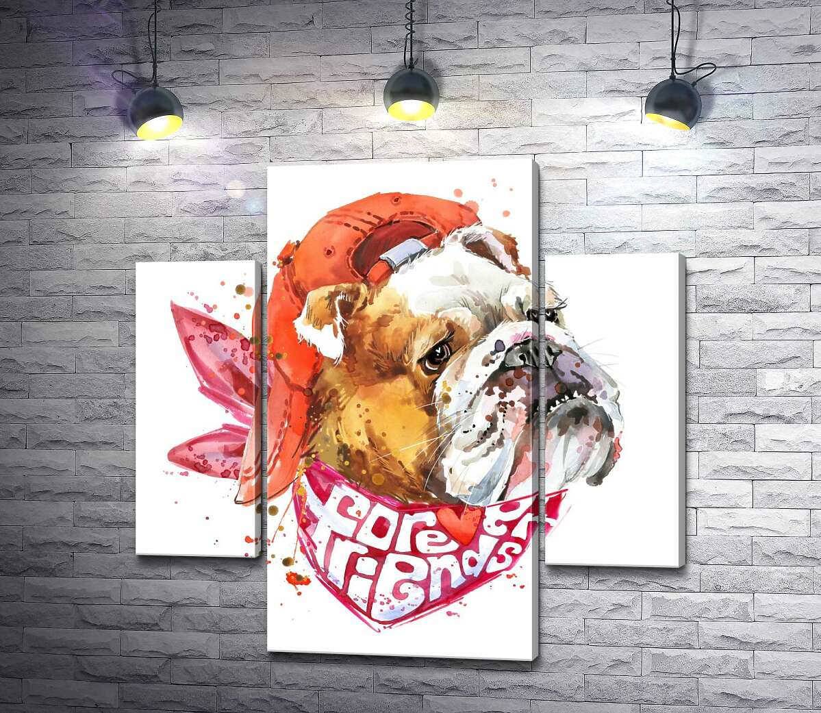 Модульная картина ArtPoster Английский бульдог в красной кепке и платке с надписью "forever friends" 80x80 см Модуль №7
Модульная картина ArtPoster Английский бульдог в красной кепке и платке с надписью "forever friends" 80x80 см Модуль №7