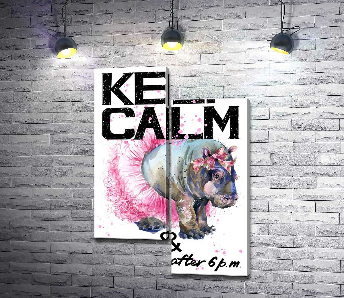 Модульная картина ArtPoster Бегемот балерина среди надписи "keep calm and don't eat after 6 p.m." 50x74 см Модуль №5
Модульная картина ArtPoster Бегемот балерина среди надписи "keep calm and don't eat after 6 p.m." 50x74 см Модуль №5