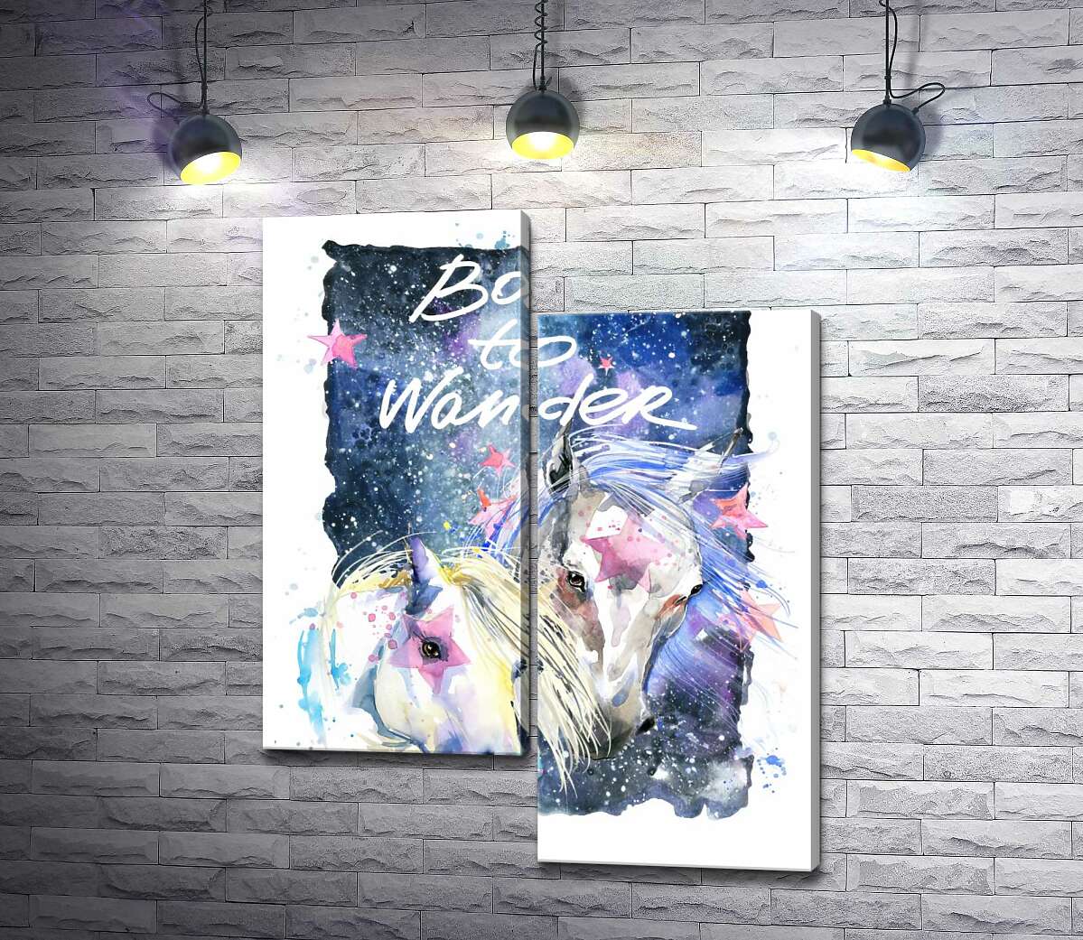 Модульная картина ArtPoster Белые кони со звездными отметинами в космосе с надписью "born to wander" 130x167 см Модуль №5
Модульная картина ArtPoster Белые кони со звездными отметинами в космосе с надписью "born to wander" 130x167 см Модуль №5