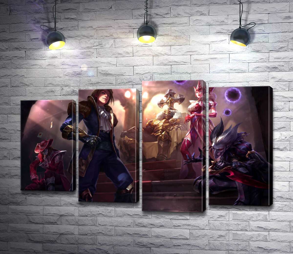 Модульная картина ArtPoster Герои видеоигры League of legends: шут Шако , ведьма Синдра , исследователь Эзреаль , железный призрак Мордекайзер , мастер карт Твистед Фейт (Twisted Fate) 100x61 см Модуль №21
Модульная картина ArtPoster Герои видеоигры League of legends: шут Шако , ведьма Синдра , исследователь Эзреаль , железный призрак Мордекайзер , мастер карт Твистед Фейт (Twisted Fate) 100x61 см Модуль №21
