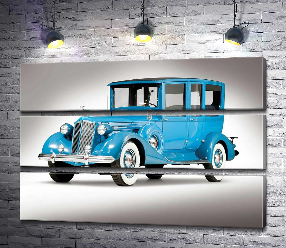Модульная картина ArtPoster Голубой лимузин 1937 американской компании Packard 130x87 см Модуль №13
Модульная картина ArtPoster Голубой лимузин 1937 американской компании Packard 130x87 см Модуль №13