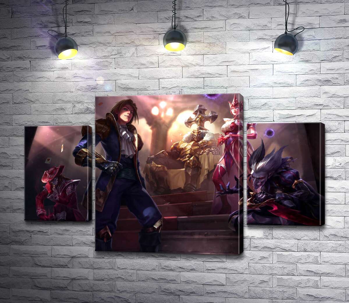 Модульная картина ArtPoster Герои видеоигры League of legends: шут Шако , ведьма Синдра , исследователь Эзреаль , железный призрак Мордекайзер , мастер карт Твистед Фейт (Twisted Fate) 100x60 см Модуль №7
Модульная картина ArtPoster Герои видеоигры League of legends: шут Шако , ведьма Синдра , исследователь Эзреаль , железный призрак Мордекайзер , мастер карт Твистед Фейт (Twisted Fate) 100x60 см Модуль №7