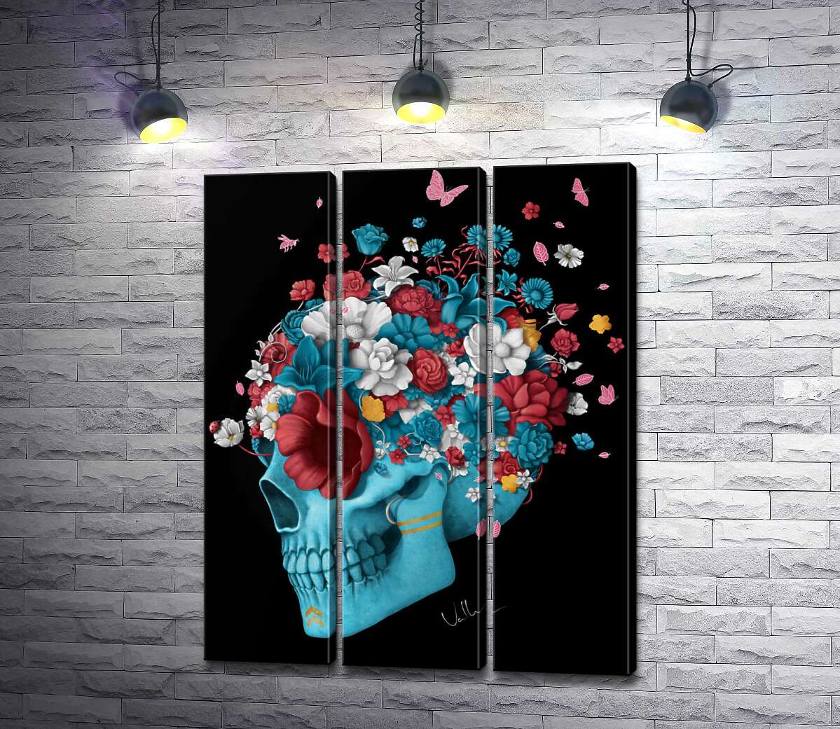 Модульная картина ArtPoster Голубой профиль черепа, украшен разноцветными цветами 132x169 см Модуль №11
Модульная картина ArtPoster Голубой профиль черепа, украшен разноцветными цветами 132x169 см Модуль №11