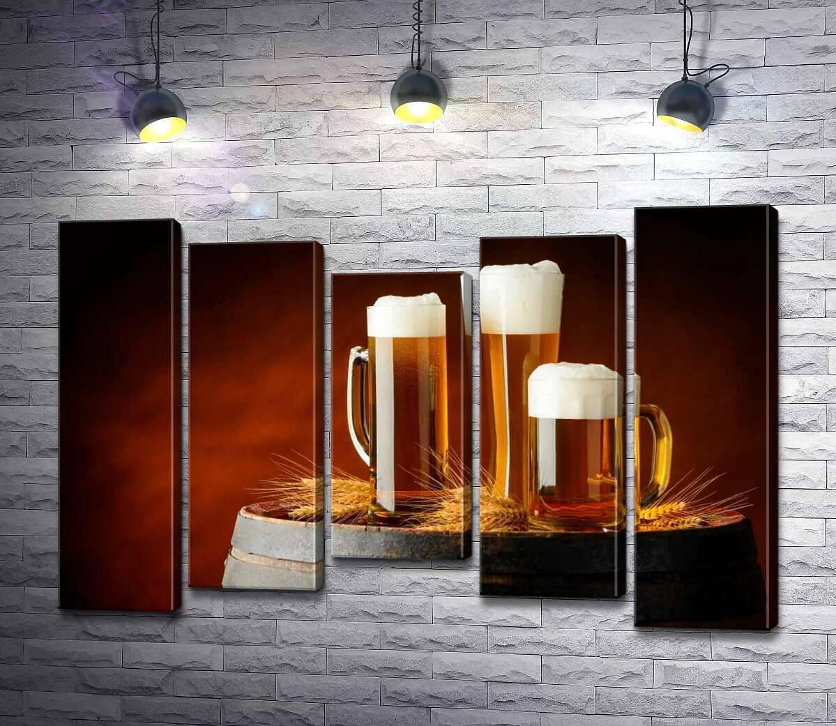 Модульная картина ArtPoster Желтое пиво пенится в бокалах на деревянной бочке 100x69 см Модуль №28 
Модульная картина ArtPoster Желтое пиво пенится в бокалах на деревянной бочке 100x69 см Модуль №28