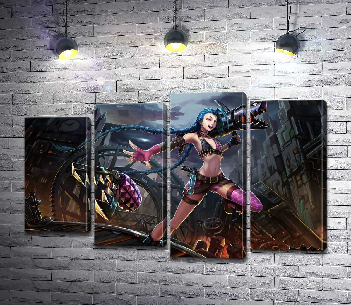 Модульная картина ArtPoster Героиня игры League of Legends, хулиганка Джинкс, на фоне разрушенного города 80x51 см Модуль №21
Модульная картина ArtPoster Героиня игры League of Legends, хулиганка Джинкс, на фоне разрушенного города 80x51 см Модуль №21