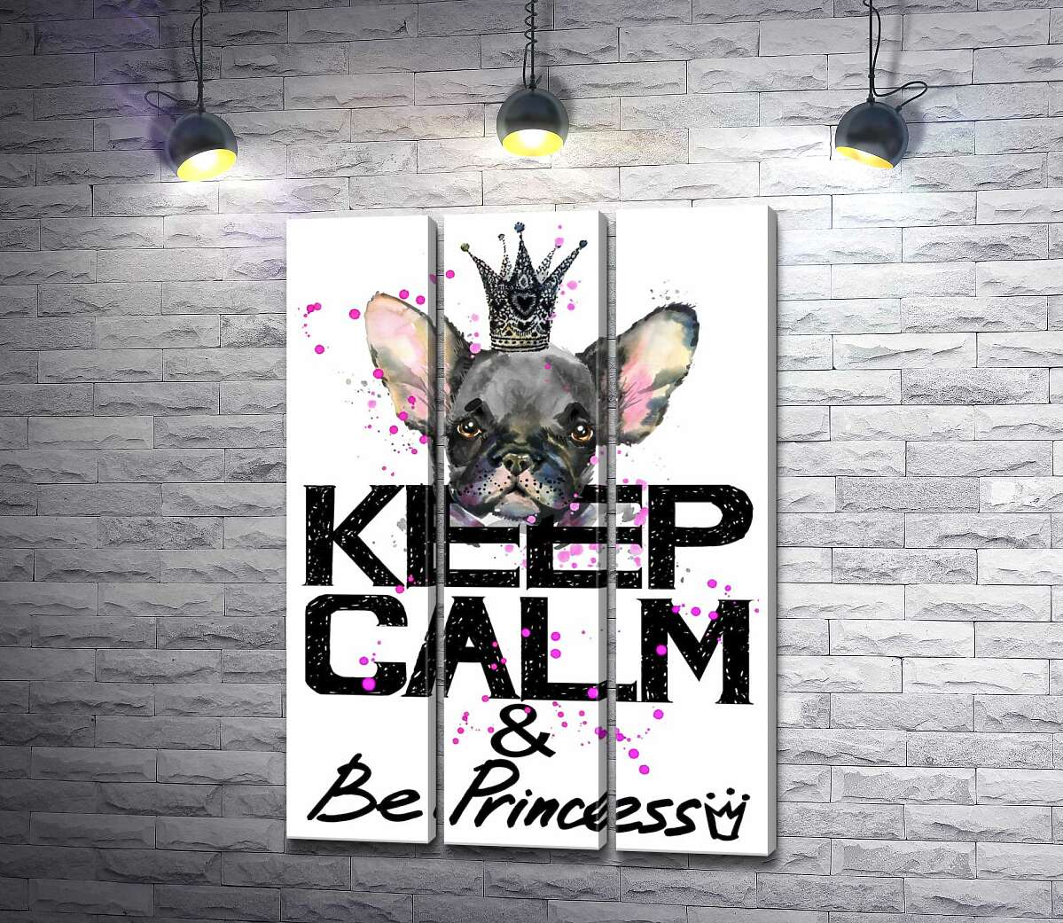 Модульная картина ArtPoster Голова бульдога виднеется над надписью "keep calm and be princess" 132x190 см Модуль №11
Модульная картина ArtPoster Голова бульдога виднеется над надписью "keep calm and be princess" 132x190 см Модуль №11