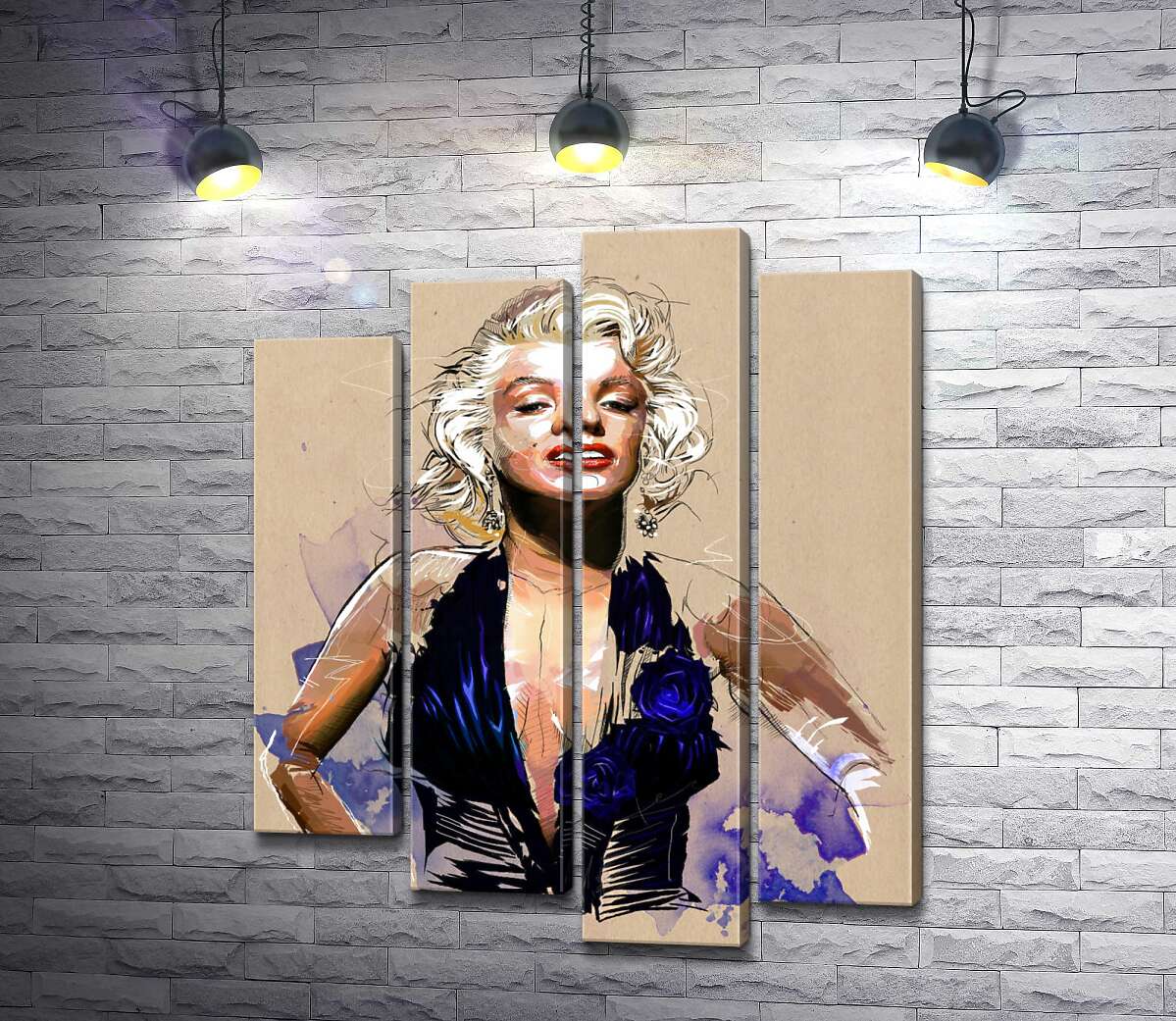 Модульная картина ArtPoster Вызывающий образ Мэрилин Монро (Marilyn Monroe) в открытом синем платье 80x100 см Модуль №21
Модульная картина ArtPoster Вызывающий образ Мэрилин Монро (Marilyn Monroe) в открытом синем платье 80x100 см Модуль №21