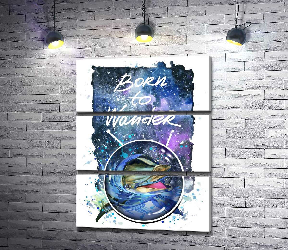 Модульная картина ArtPoster Дельфин выглядывает из воды в космическое пространство рядом с названием "born to wander" 50x66 см Модуль №13
Модульная картина ArtPoster Дельфин выглядывает из воды в космическое пространство рядом с названием "born to wander" 50x66 см Модуль №13