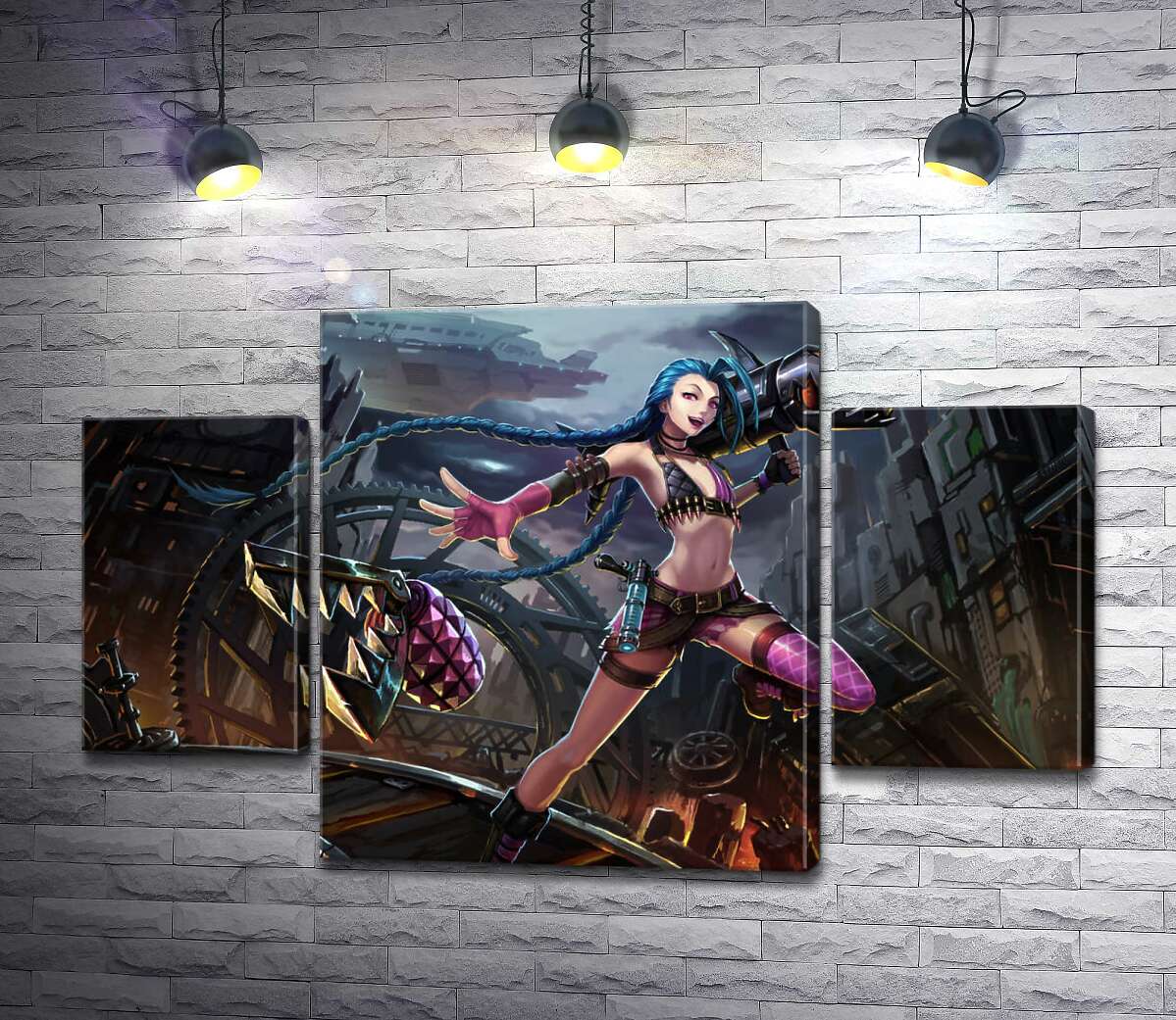 Модульная картина ArtPoster Героиня игры League of Legends, хулиганка Джинкс, на фоне разрушенного города 100x64 см Модуль №7
Модульная картина ArtPoster Героиня игры League of Legends, хулиганка Джинкс, на фоне разрушенного города 100x64 см Модуль №7