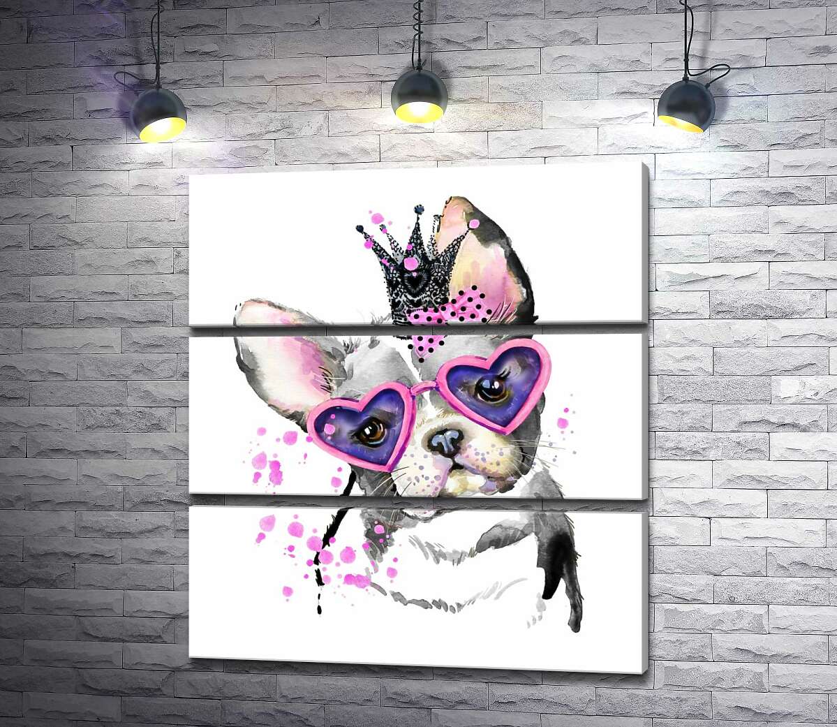 Модульная картина ArtPoster Гламурный французский бульдог с розовым бантом, короной и в очках 130x144 см Модуль №13
Модульная картина ArtPoster Гламурный французский бульдог с розовым бантом, короной и в очках 130x144 см Модуль №13