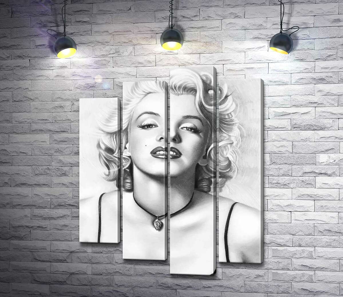 Модульная картина ArtPoster Выдающаяся актриса Мэрилин Монро (Marilyn Monroe) с хрупким кулоном на шее 100x131 см Модуль №21
Модульная картина ArtPoster Выдающаяся актриса Мэрилин Монро (Marilyn Monroe) с хрупким кулоном на шее 100x131 см Модуль №21