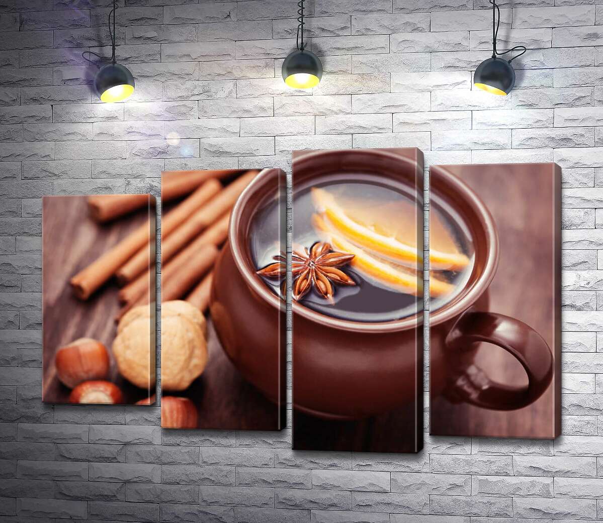 Модульная картина ArtPoster Глиняная чашка с глинтвейном, цитрусами и бадьяном рядом с корицей, мускатным и лесными орехами 132x89 см Модуль №21
Модульная картина ArtPoster Глиняная чашка с глинтвейном, цитрусами и бадьяном рядом с корицей, мускатным и лесными орехами 132x89 см Модуль №21