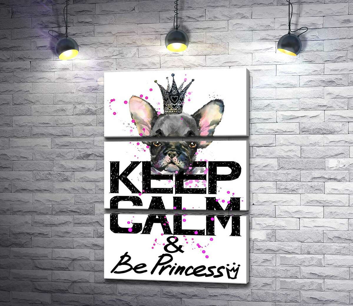 Модульная картина ArtPoster Голова бульдога виднеется над надписью "keep calm and be princess" 50x75 см Модуль №13
Модульная картина ArtPoster Голова бульдога виднеется над надписью "keep calm and be princess" 50x75 см Модуль №13