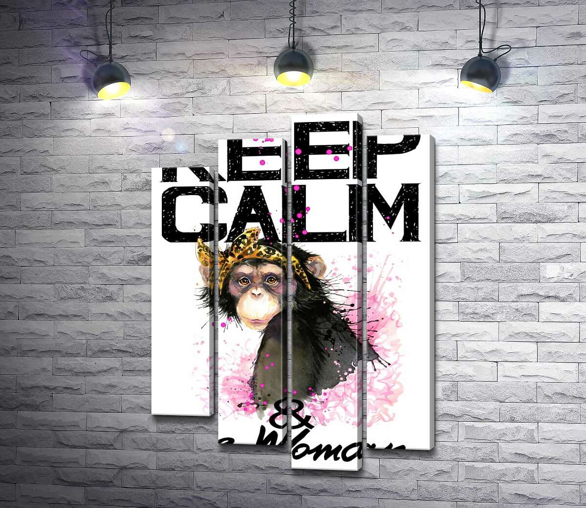 Модульная картина ArtPoster Гламурная обезьяна среди надписи "keep calm and be woman" 132x192 см Модуль №21
Модульная картина ArtPoster Гламурная обезьяна среди надписи "keep calm and be woman" 132x192 см Модуль №21