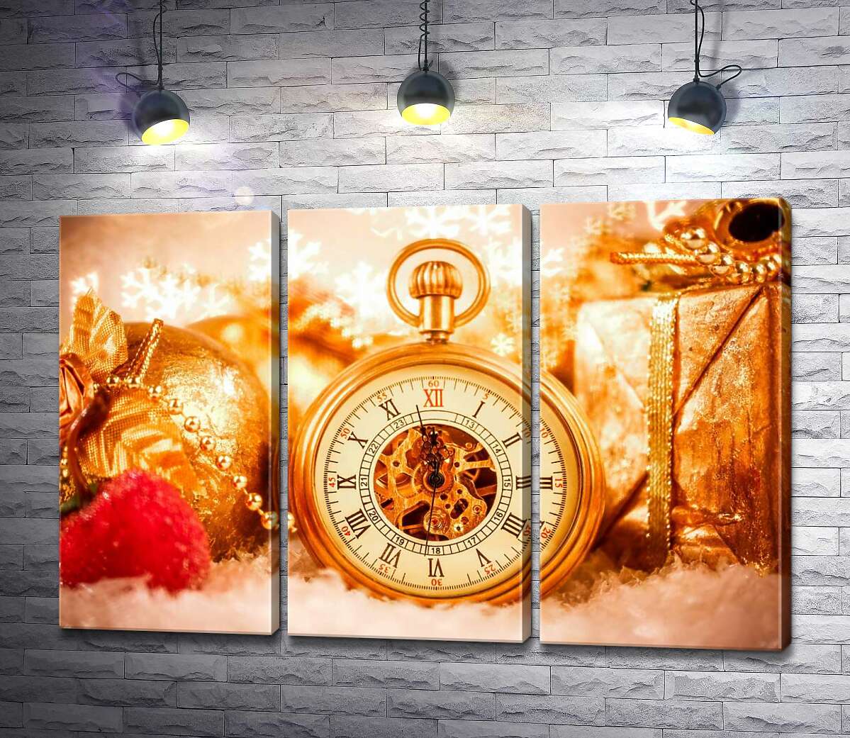 Модульная картина ArtPoster За пять минут до Нового года на золотых часах среди подарков и игрушек 102x67 см Модуль №11
Модульная картина ArtPoster За пять минут до Нового года на золотых часах среди подарков и игрушек 102x67 см Модуль №11