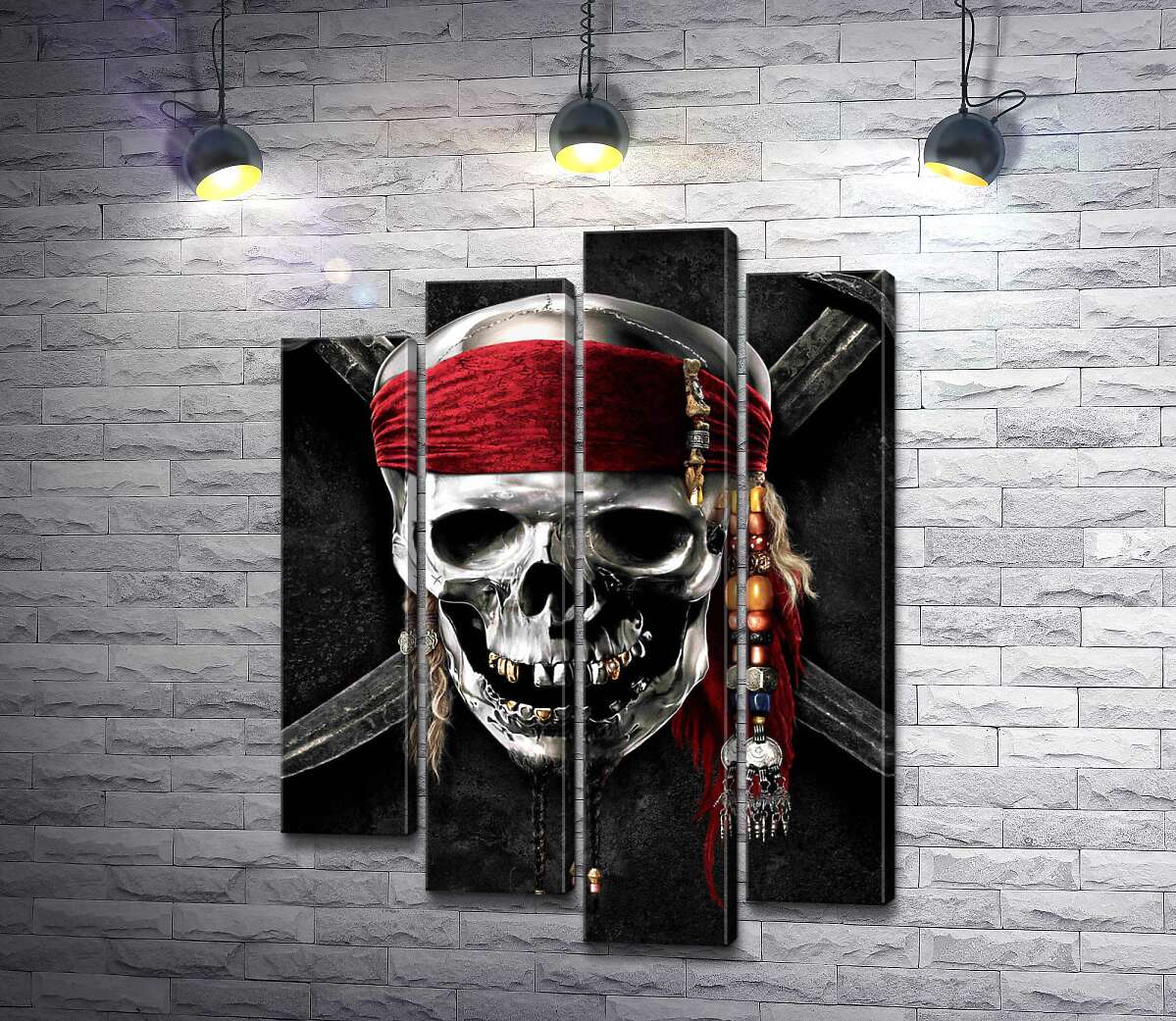 Модульная картина ArtPoster Знаменитый череп Джека Воробья (Jack Sparrow) на фильме "Пираты Карибского моря" (Pirates of the Caribbean) 100x136 см Модуль №21
Модульная картина ArtPoster Знаменитый череп Джека Воробья (Jack Sparrow) на фильме "Пираты Карибского моря" (Pirates of the Caribbean) 100x136 см Модуль №21