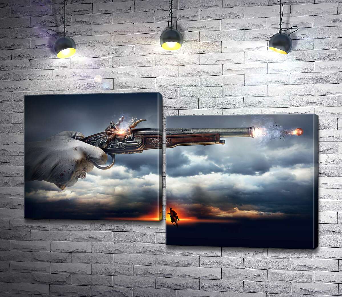 Модульная картина ArtPoster Кавалер стреляет из пистолета на фоне грозовых облаков 100x59 см Модуль №5
Модульная картина ArtPoster Кавалер стреляет из пистолета на фоне грозовых облаков 100x59 см Модуль №5