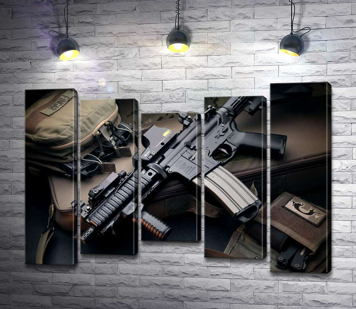 Модульная картина ArtPoster Жизнь военного: автомат и снаряжение 130x93 см Модуль №28
Модульная картина ArtPoster Жизнь военного: автомат и снаряжение 130x93 см Модуль №28