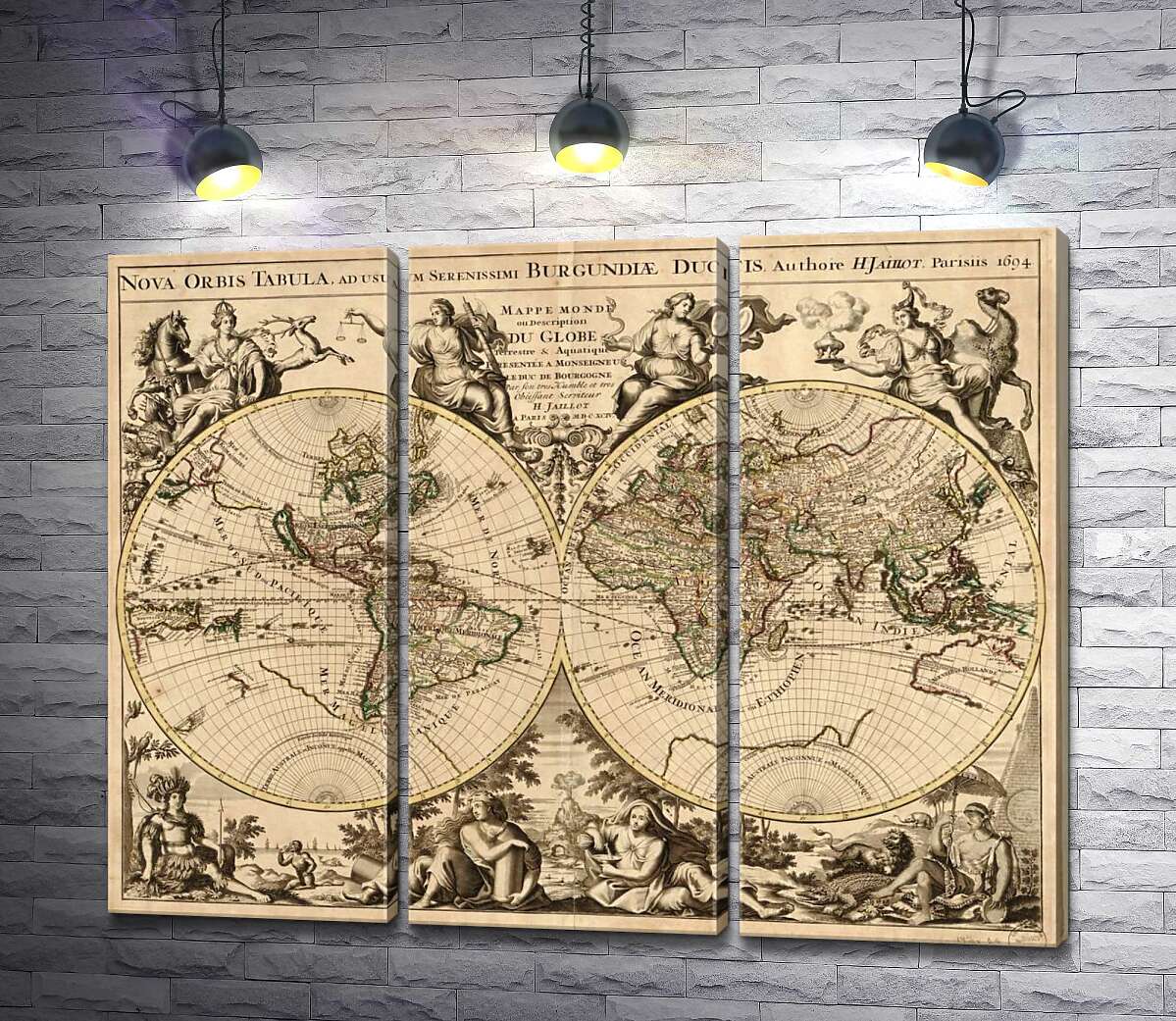Модульная картина ArtPoster Карта полушарий Земли 1694 года, авторства французского картографа Юбера Жайо (Hubert Jaillot) 132x104 см Модуль №11
Модульная картина ArtPoster Карта полушарий Земли 1694 года, авторства французского картографа Юбера Жайо (Hubert Jaillot) 132x104 см Модуль №11