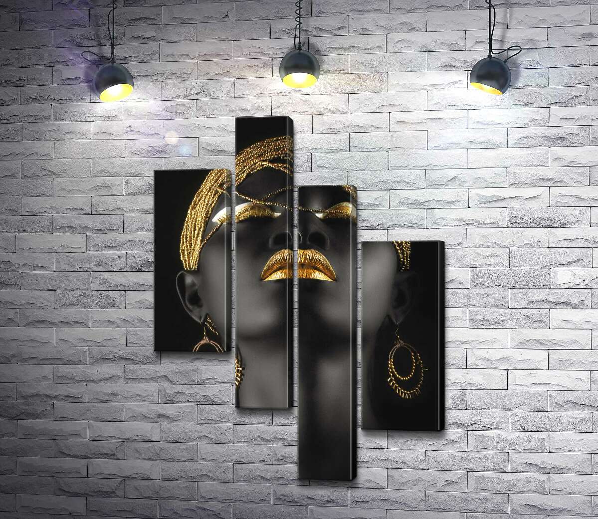Модульная картина ArtPoster Контраст золотых украшений на темном лице модели 130x191 см Модуль №20
Модульная картина ArtPoster Контраст золотых украшений на темном лице модели 130x191 см Модуль №20