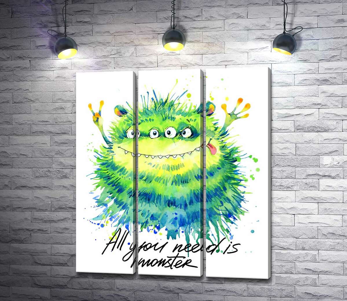 Модульная картина ArtPoster Зеленый четырехглазый монстр с надписью "all you need is monster" 102x118 см Модуль №11
Модульная картина ArtPoster Зеленый четырехглазый монстр с надписью "all you need is monster" 102x118 см Модуль №11