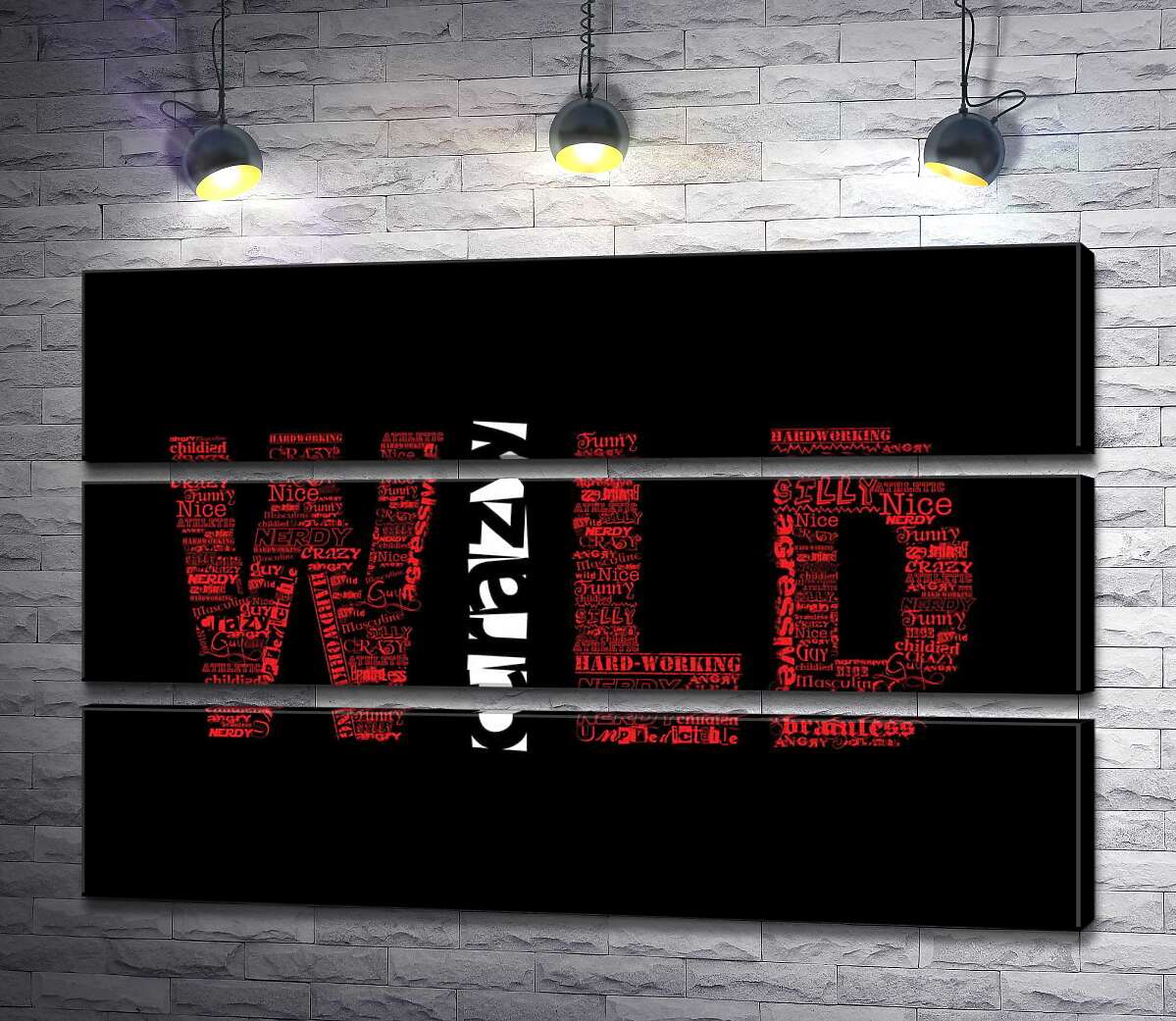 Модульная картина ArtPoster Красная надпись "Дикий" (Wild) на черном фоне 93x60 см Модуль №13
Модульная картина ArtPoster Красная надпись "Дикий" (Wild) на черном фоне 93x60 см Модуль №13