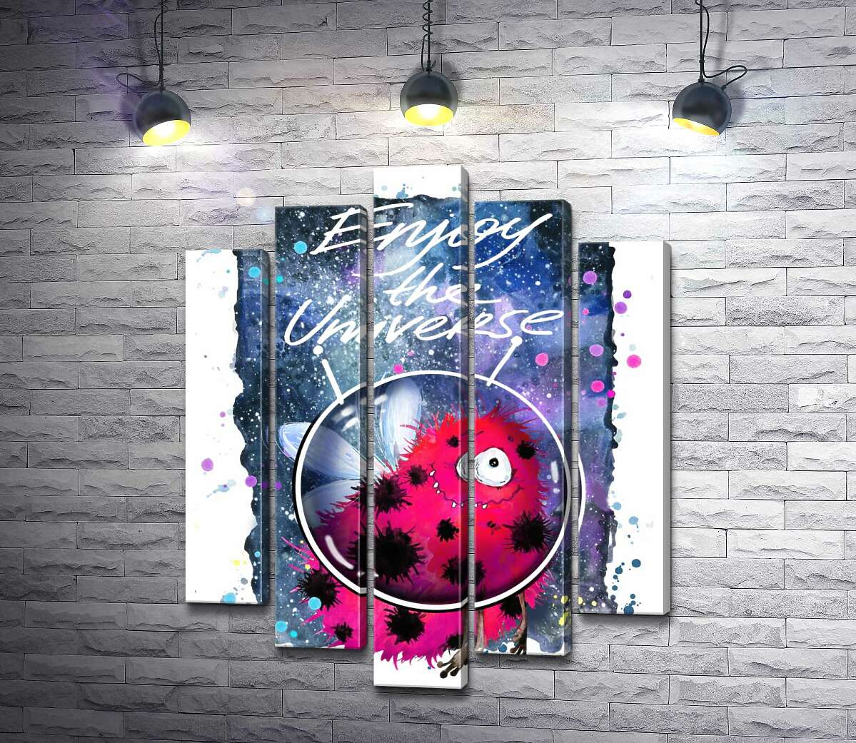 Модульная картина ArtPoster Красный монстр с крылышками среди космоса с надписью "Enjoy the Universe" 100x130 см Модуль №26
Модульная картина ArtPoster Красный монстр с крылышками среди космоса с надписью "Enjoy the Universe" 100x130 см Модуль №26