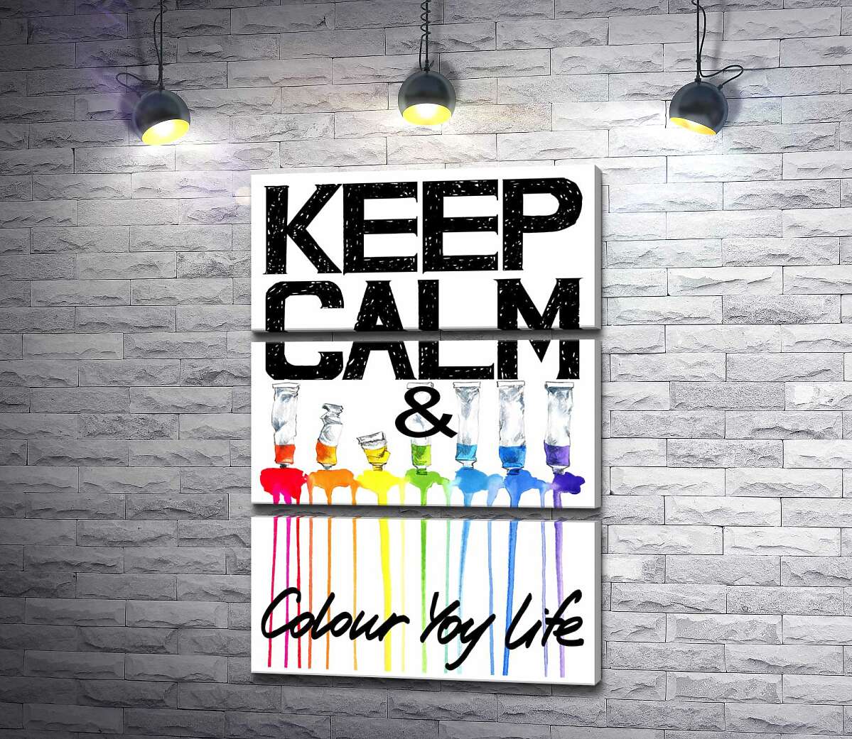 Модульная картина ArtPoster Краска вытекает из ярких тюбиков на надписи "keep calm and colour your life" 130x192 см Модуль №13
Модульная картина ArtPoster Краска вытекает из ярких тюбиков на надписи "keep calm and colour your life" 130x192 см Модуль №13