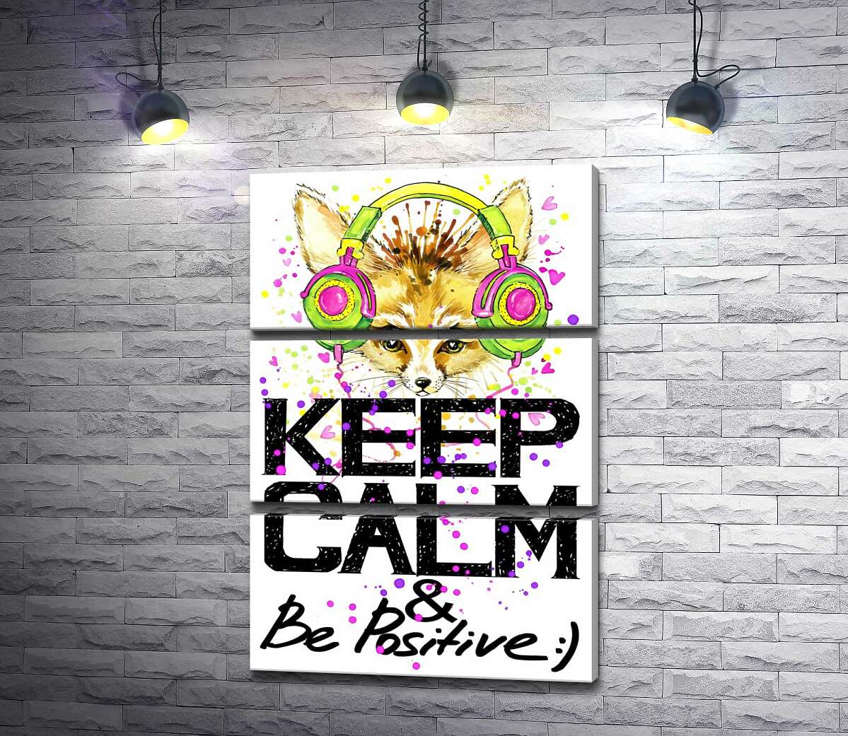 Модульная картина ArtPoster Лиса фенек в ярких наушниках над надписью "keep calm and be positive" 130x192 см Модуль №13
Модульная картина ArtPoster Лиса фенек в ярких наушниках над надписью "keep calm and be positive" 130x192 см Модуль №13