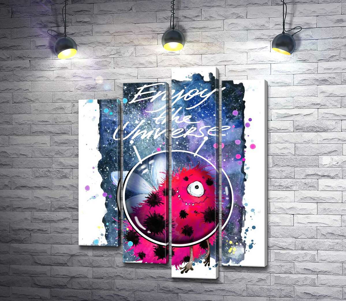 Модульная картина ArtPoster Красный монстр с крылышками среди космоса с надписью "Enjoy the Universe" 80x104 см Модуль №21
Модульная картина ArtPoster Красный монстр с крылышками среди космоса с надписью "Enjoy the Universe" 80x104 см Модуль №21