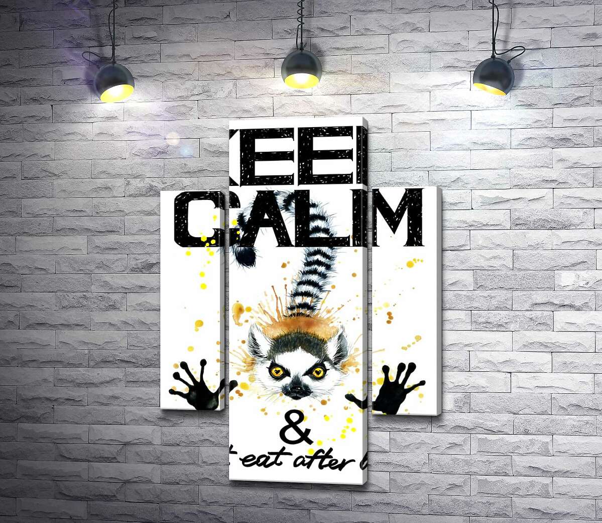 Модульная картина ArtPoster Лемур тянет лапы вперед под надписью "keep calm and don't eat after 6 p.m." 131x190 см Модуль №7
Модульная картина ArtPoster Лемур тянет лапы вперед под надписью "keep calm and don't eat after 6 p.m." 131x190 см Модуль №7