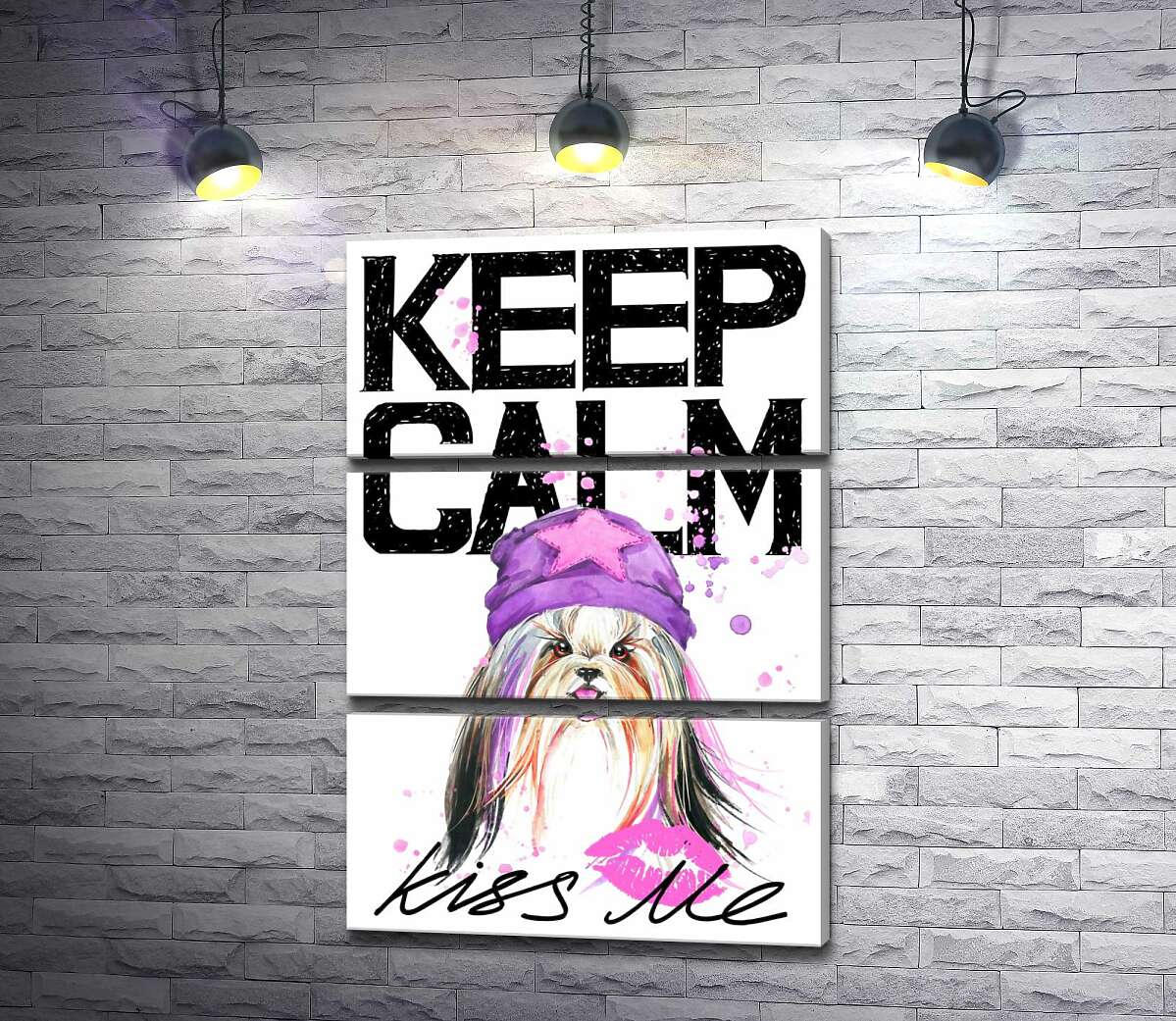 Модульная картина ArtPoster Модная собака среди надписи "keep calm and kiss me" 130x192 см Модуль №13
Модульная картина ArtPoster Модная собака среди надписи "keep calm and kiss me" 130x192 см Модуль №13
