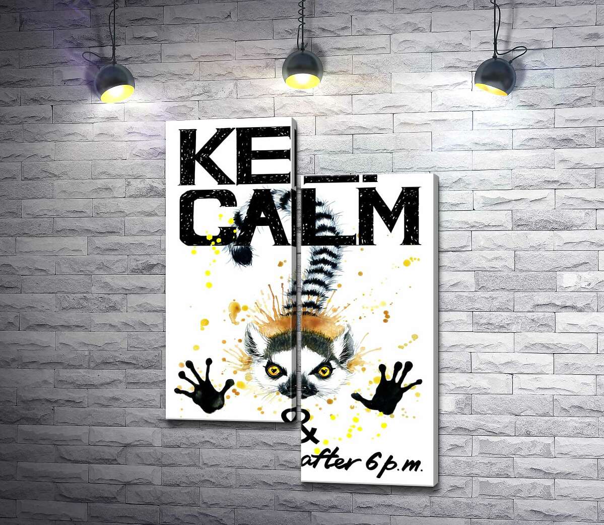 Модульная картина ArtPoster Лемур тянет лапы вперед под надписью "keep calm and don't eat after 6 p.m." 130x191 см Модуль №5
Модульная картина ArtPoster Лемур тянет лапы вперед под надписью "keep calm and don't eat after 6 p.m." 130x191 см Модуль №5