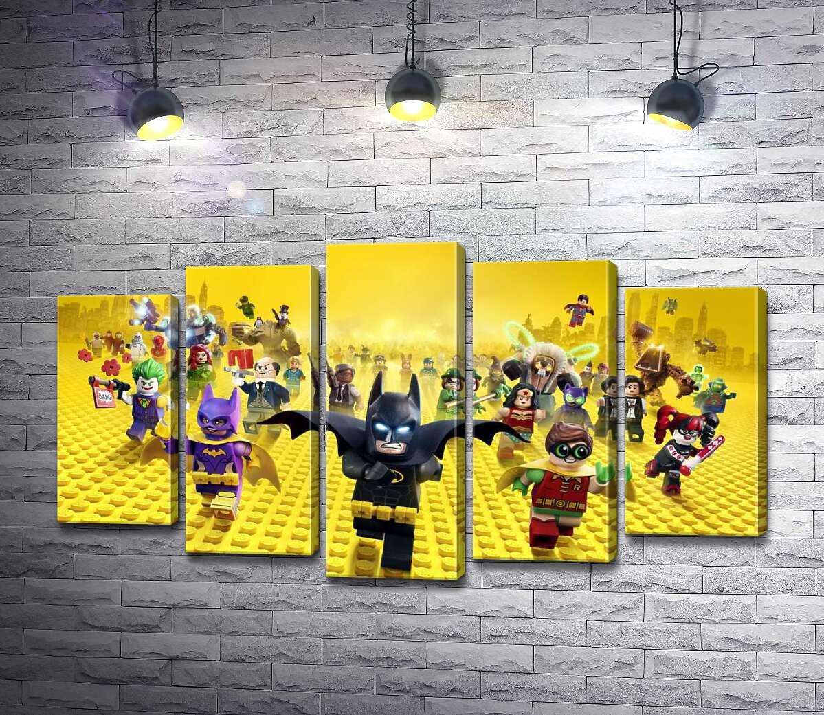 Модульная картина ArtPoster Лего Бэтмен спешит спасать мир на постере к фильму "Lego Фильм: Бэтмен" (The Lego Batman Movie) 130x74 см Модуль №26
Модульная картина ArtPoster Лего Бэтмен спешит спасать мир на постере к фильму "Lego Фильм: Бэтмен" (The Lego Batman Movie) 130x74 см Модуль №26