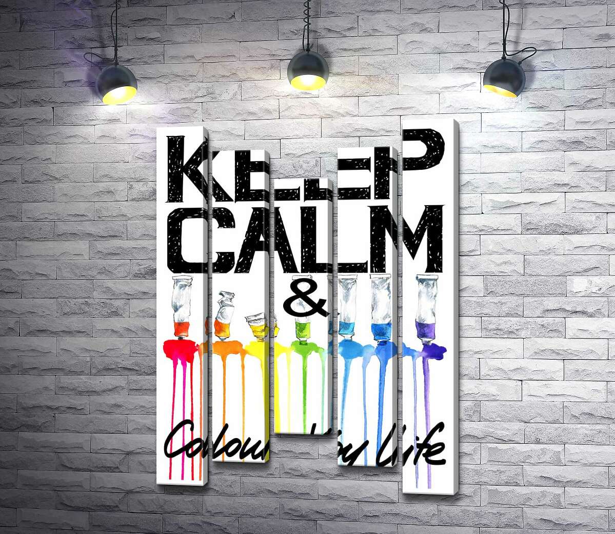 Модульная картина ArtPoster Краска вытекает из ярких тюбиков на надписи "keep calm and colour your life" 100x148 см Модуль №28
Модульная картина ArtPoster Краска вытекает из ярких тюбиков на надписи "keep calm and colour your life" 100x148 см Модуль №28