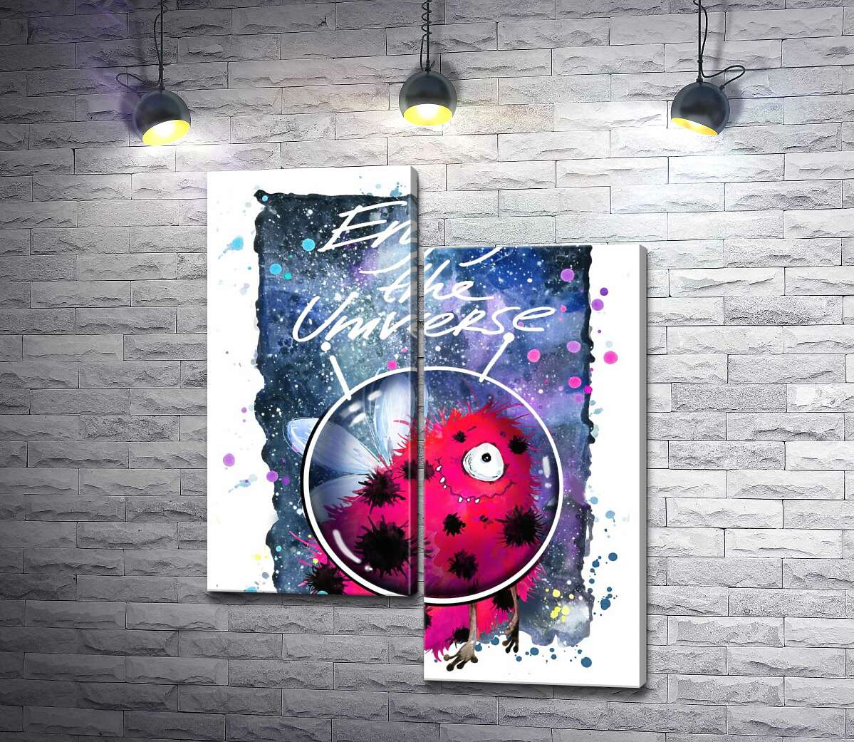 Модульная картина ArtPoster Красный монстр с крылышками среди космоса с надписью "Enjoy the Universe" 130x167 см Модуль №5
Модульная картина ArtPoster Красный монстр с крылышками среди космоса с надписью "Enjoy the Universe" 130x167 см Модуль №5
