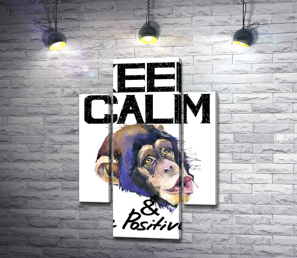 Модульная картина ArtPoster Мордочка обезьяны среди надписи "keep calm and be positive" 131x190 см Модуль №7
Модульная картина ArtPoster Мордочка обезьяны среди надписи "keep calm and be positive" 131x190 см Модуль №7