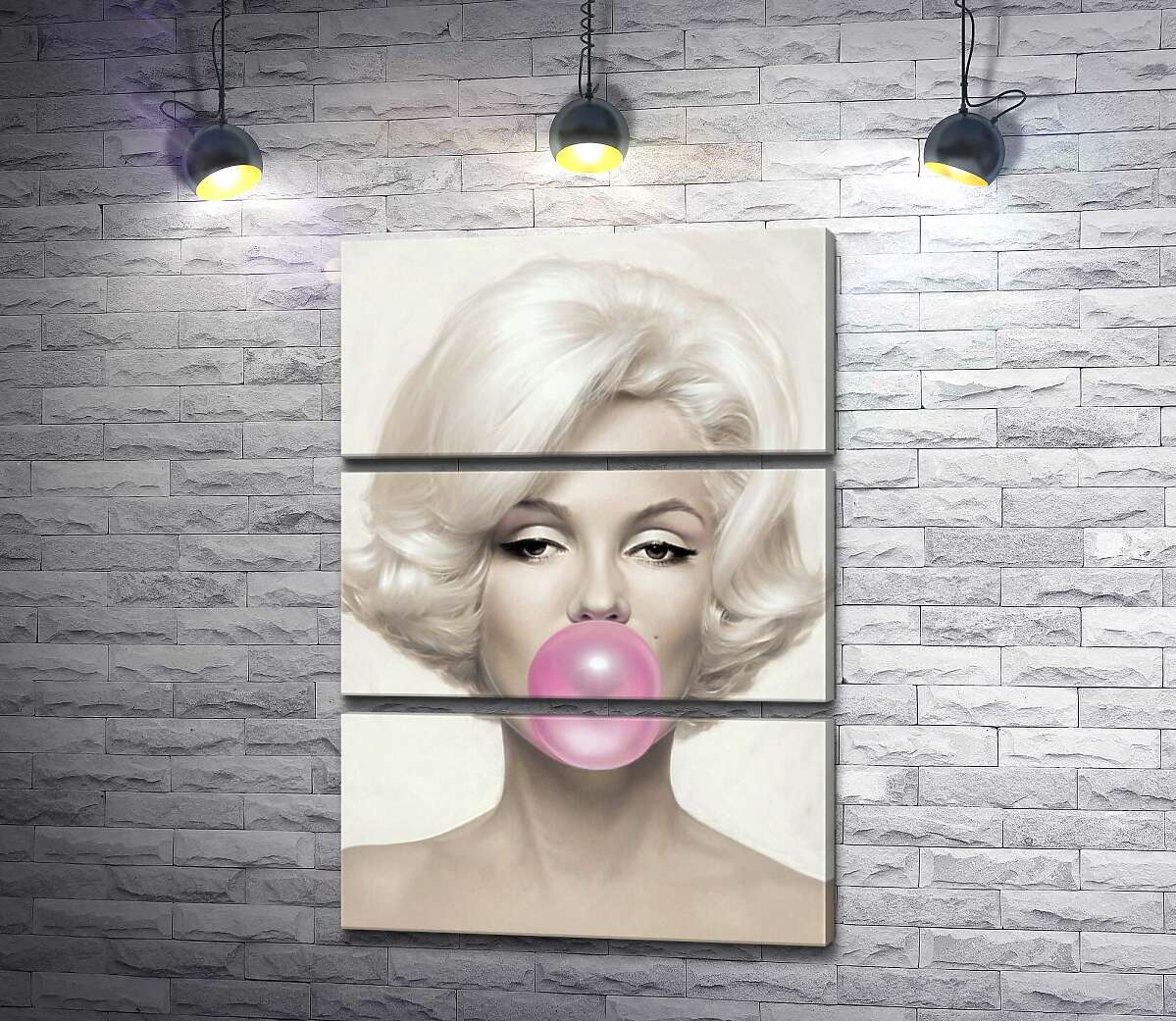 Модульная картина ArtPoster Мэрилин Монро (Marilyn Monroe) надувает розовую жвачку 50x72 см Модуль №13
Модульная картина ArtPoster Мэрилин Монро (Marilyn Monroe) надувает розовую жвачку 50x72 см Модуль №13