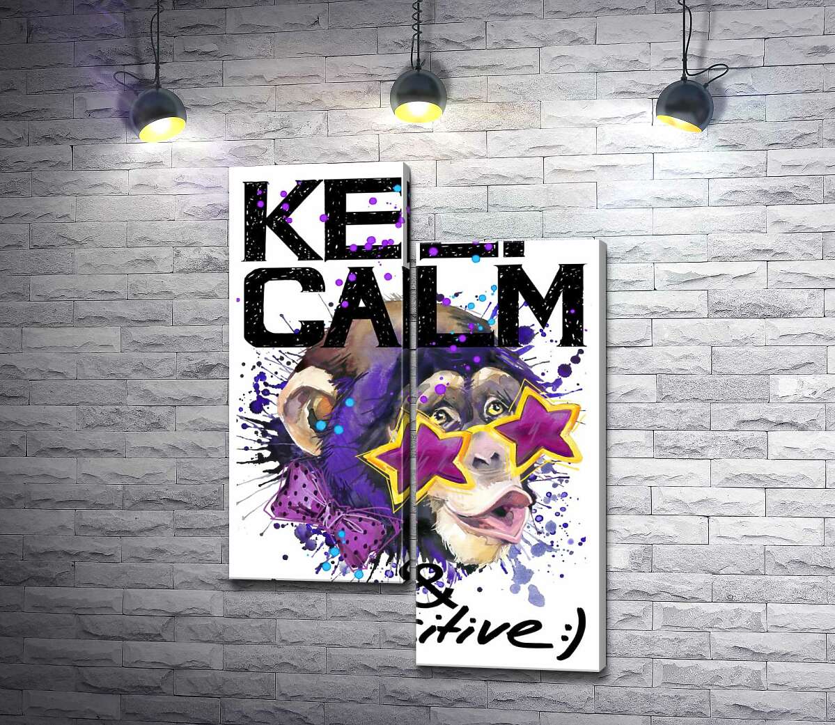 Модульная картина ArtPoster Обезьяна в звездных очках среди надписи "keep calm and be positive" 50x74 см Модуль №5
Модульная картина ArtPoster Обезьяна в звездных очках среди надписи "keep calm and be positive" 50x74 см Модуль №5