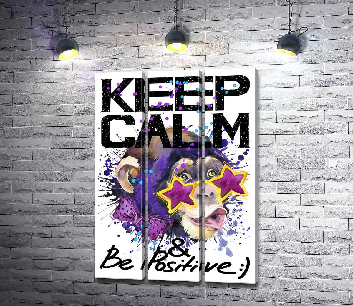 Модульная картина ArtPoster Обезьяна в звездных очках среди надписи "keep calm and be positive" 102x146 см Модуль №11
Модульная картина ArtPoster Обезьяна в звездных очках среди надписи "keep calm and be positive" 102x146 см Модуль №11