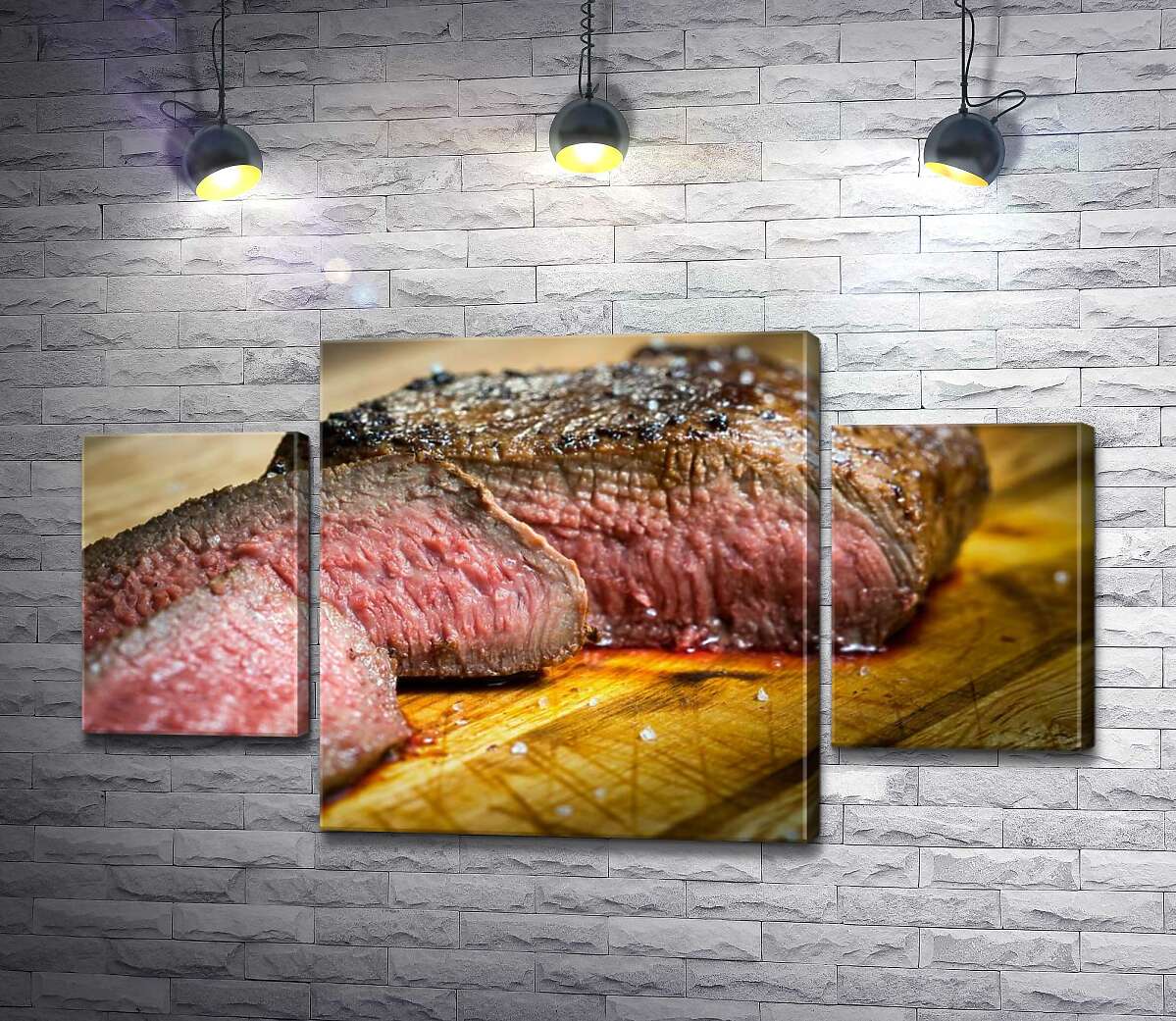 Модульная картина ArtPoster Нежные кусочки стейка, нарезанные на досточке 131x74 см Модуль №7
Модульная картина ArtPoster Нежные кусочки стейка, нарезанные на досточке 131x74 см Модуль №7