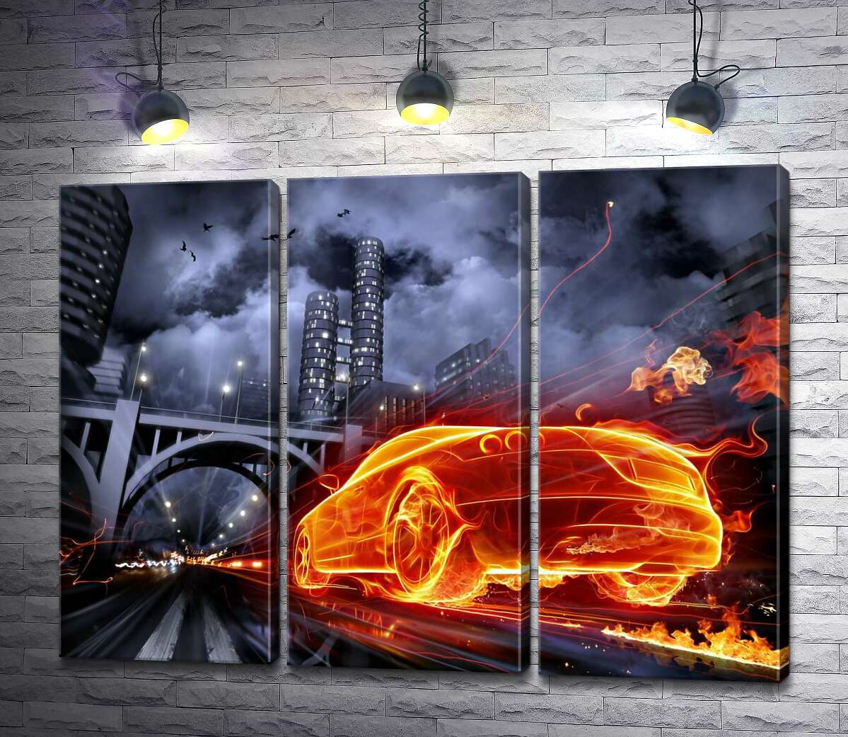 Модульная картина ArtPoster Огненный призрак автомобиля несется под мост ночного города 102x76 см Модуль №11
Модульная картина ArtPoster Огненный призрак автомобиля несется под мост ночного города 102x76 см Модуль №11
