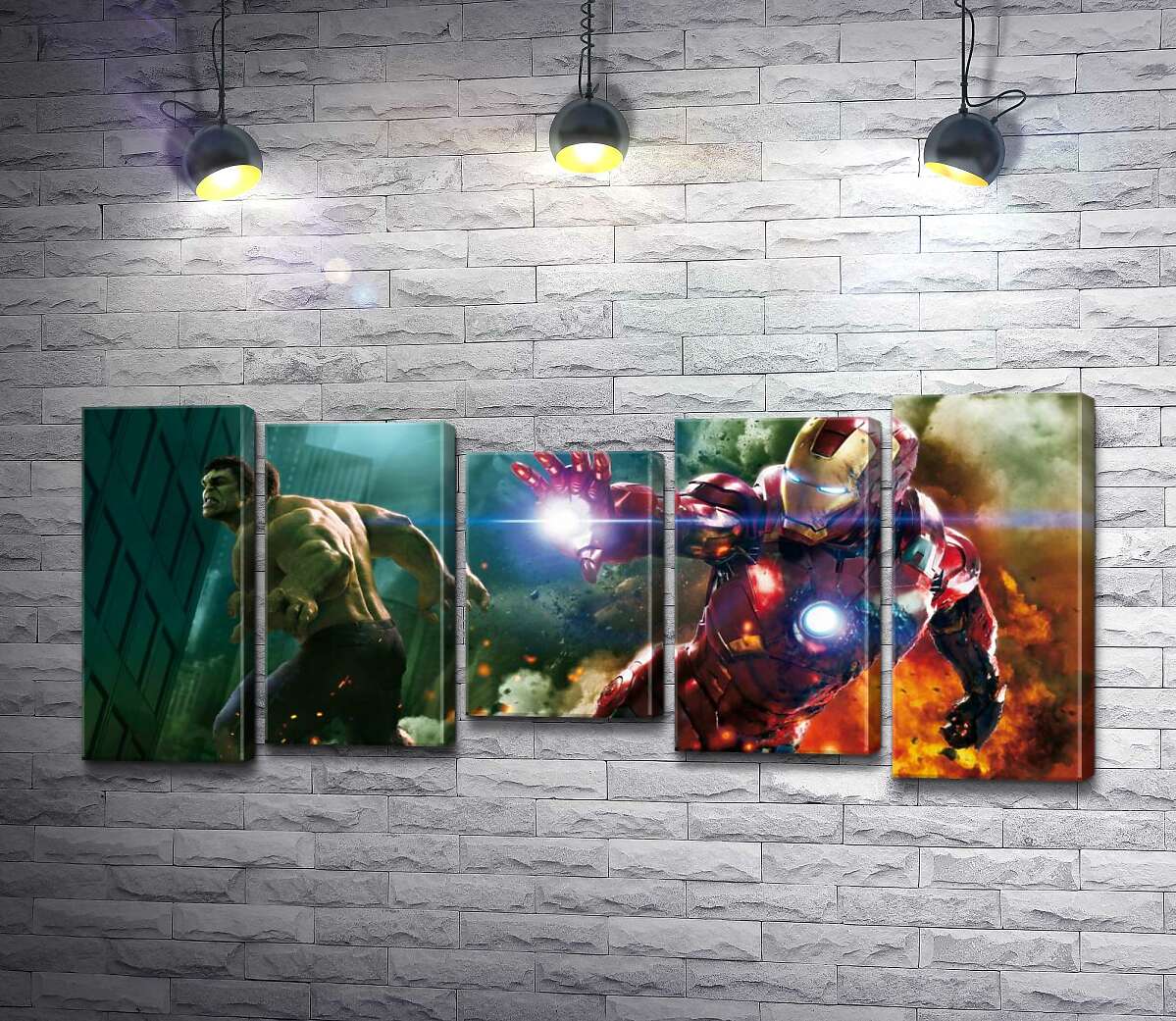 Модульная картина ArtPoster Непобедимые Халк (Hulk) и Железный человек (Iron Man) в фильме "Мстители" (The Avengers) 100x46 см Модуль №28
Модульная картина ArtPoster Непобедимые Халк (Hulk) и Железный человек (Iron Man) в фильме "Мстители" (The Avengers) 100x46 см Модуль №28