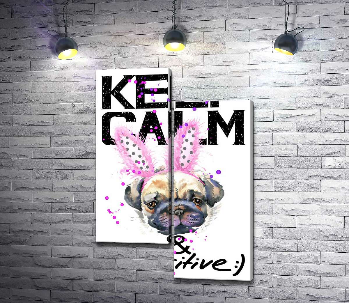 Модульная картина ArtPoster Мопс с розовыми ушками зайца и надписью "keep calm and be positive" 130x191 см Модуль №5
Модульная картина ArtPoster Мопс с розовыми ушками зайца и надписью "keep calm and be positive" 130x191 см Модуль №5