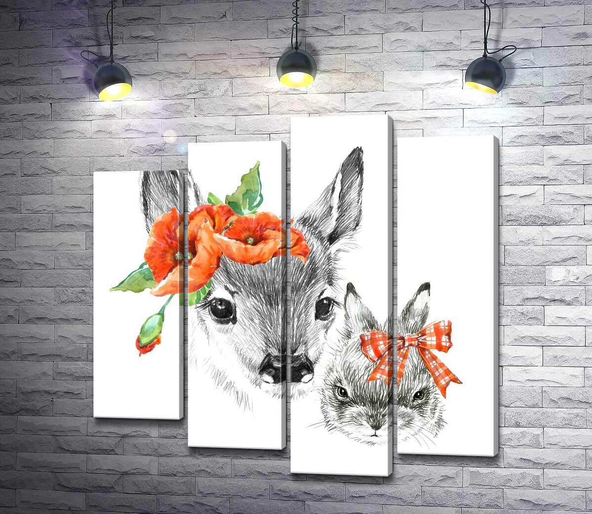 Модульная картина ArtPoster Олененок с маками возле уха и зайчик с бантиком 80x80 см Модуль №21
Модульная картина ArtPoster Олененок с маками возле уха и зайчик с бантиком 80x80 см Модуль №21
