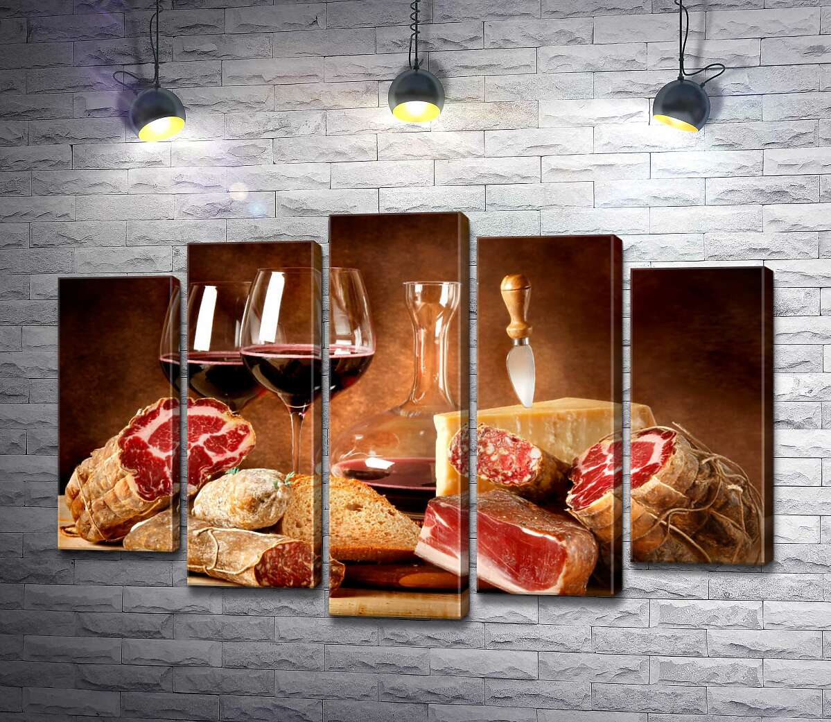 Модульная картина ArtPoster Насыщенное красное вино в окружении вяленого мяса с сыром и ломтиком хлеба 130x88 см Модуль №26
Модульная картина ArtPoster Насыщенное красное вино в окружении вяленого мяса с сыром и ломтиком хлеба 130x88 см Модуль №26