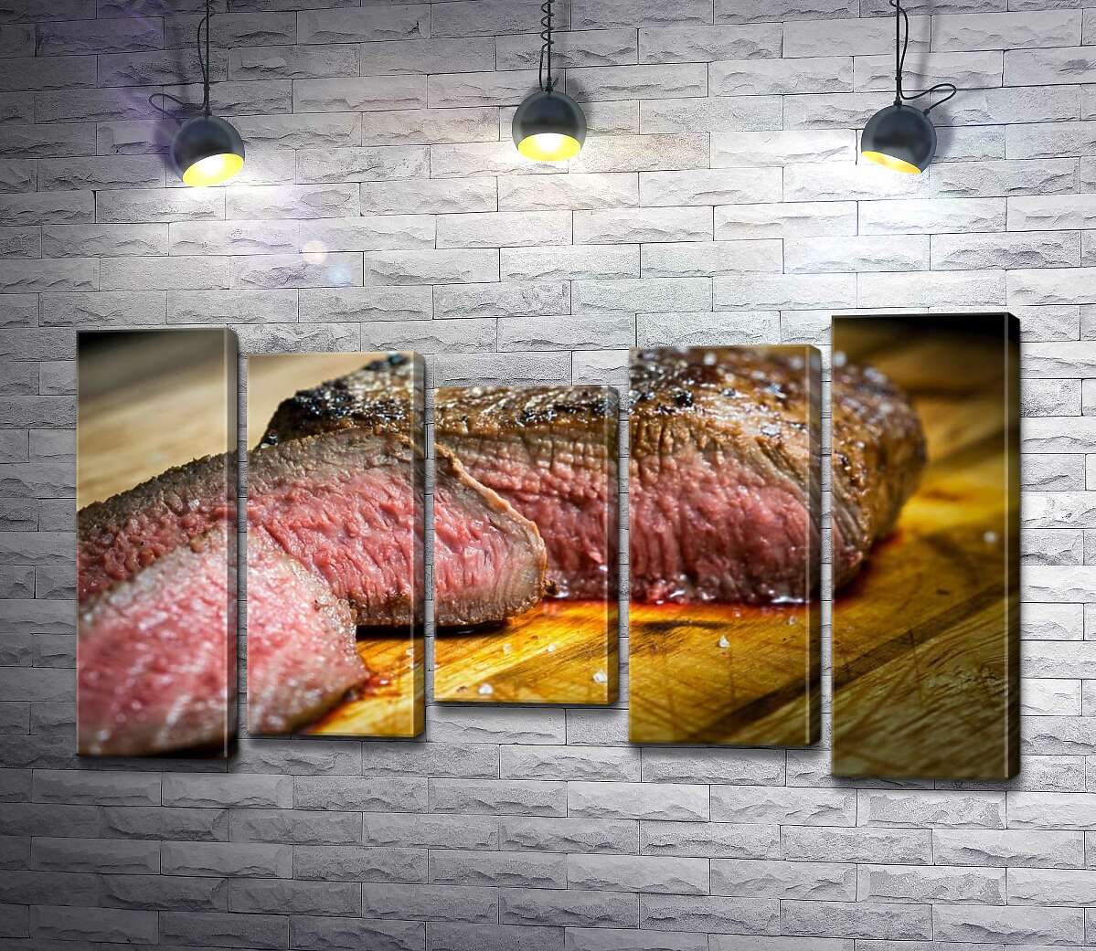 Модульная картина ArtPoster Нежные кусочки стейка, нарезанные на досточке 130x74 см Модуль №28
Модульная картина ArtPoster Нежные кусочки стейка, нарезанные на досточке 130x74 см Модуль №28