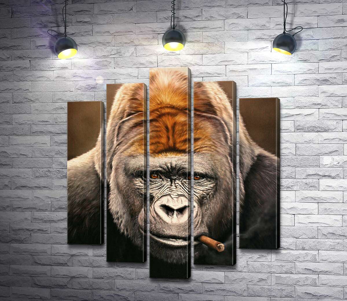 Модульная картина ArtPoster Портрет гориллы, курящей сигару 100x119 см Модуль №26
Модульная картина ArtPoster Портрет гориллы, курящей сигару 100x119 см Модуль №26