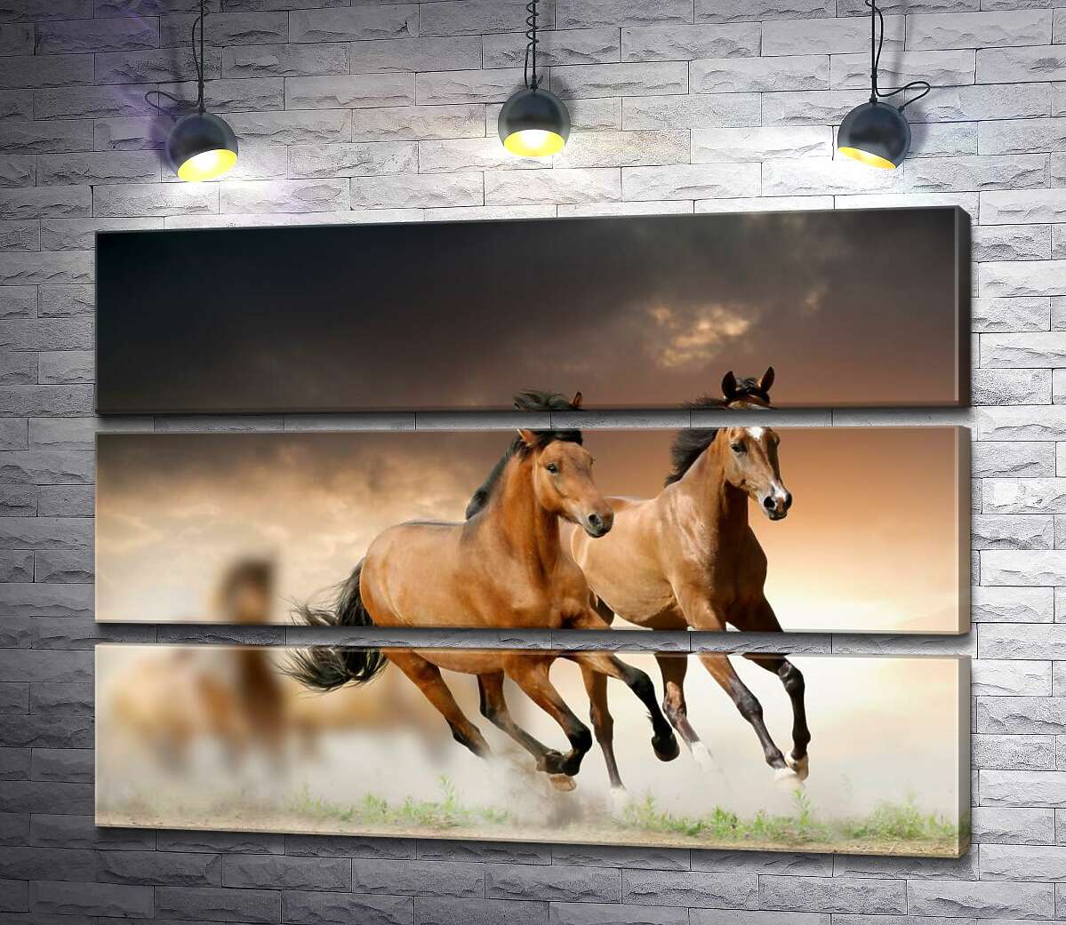 Модульная картина ArtPoster Пара гнедых лошадей скачет впереди табуна 130x93 см Модуль №13
Модульная картина ArtPoster Пара гнедых лошадей скачет впереди табуна 130x93 см Модуль №13